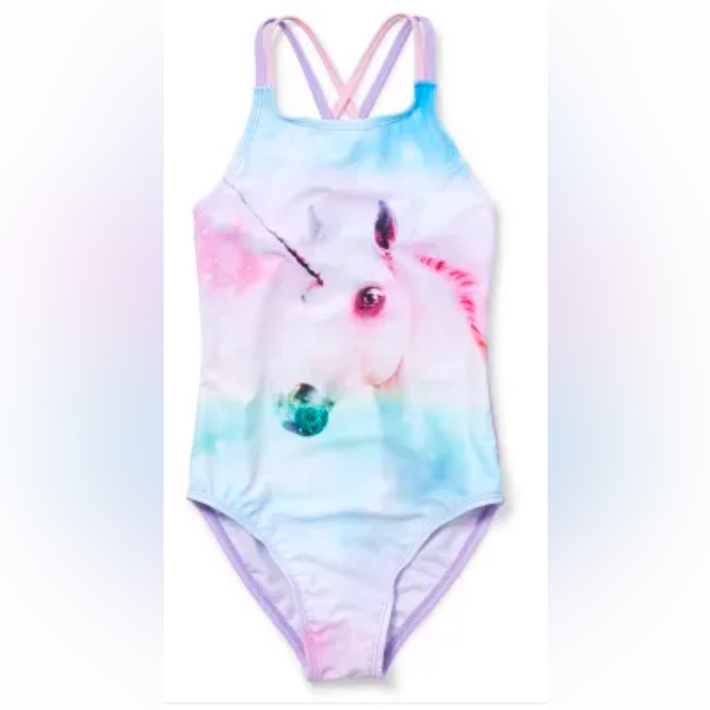 Children's Place Girls Unicorn One Piece Swimsuit- Multi-color NWT Size S/P*5/6